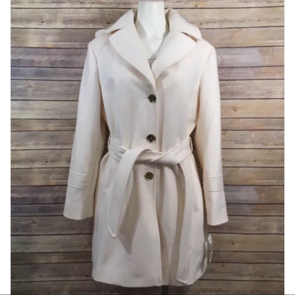Michael Kors Jackets & Blazers - Michael Kors Hooded Trench Coat Belted Wool Blend